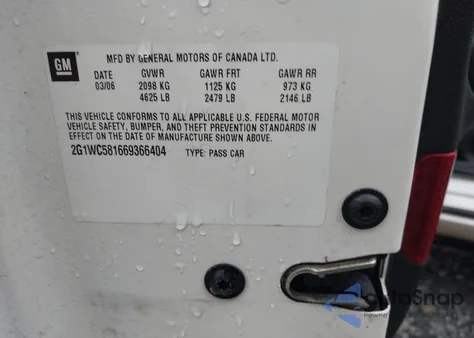 2006 Chevrolet Impala Lt from USA, damaged, VIN 2G1WC581669366404